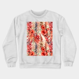 Red Snapdragon flower pattern in Watercolor alcohol ink Crewneck Sweatshirt